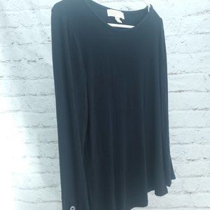 Michael Kors Womens Black Knitted Long Sleeve Pullover Ribbed Blouse Top Size S